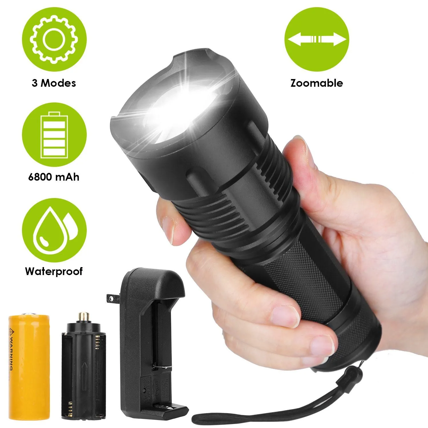 LED Rechargeable Zoomable Flashlight