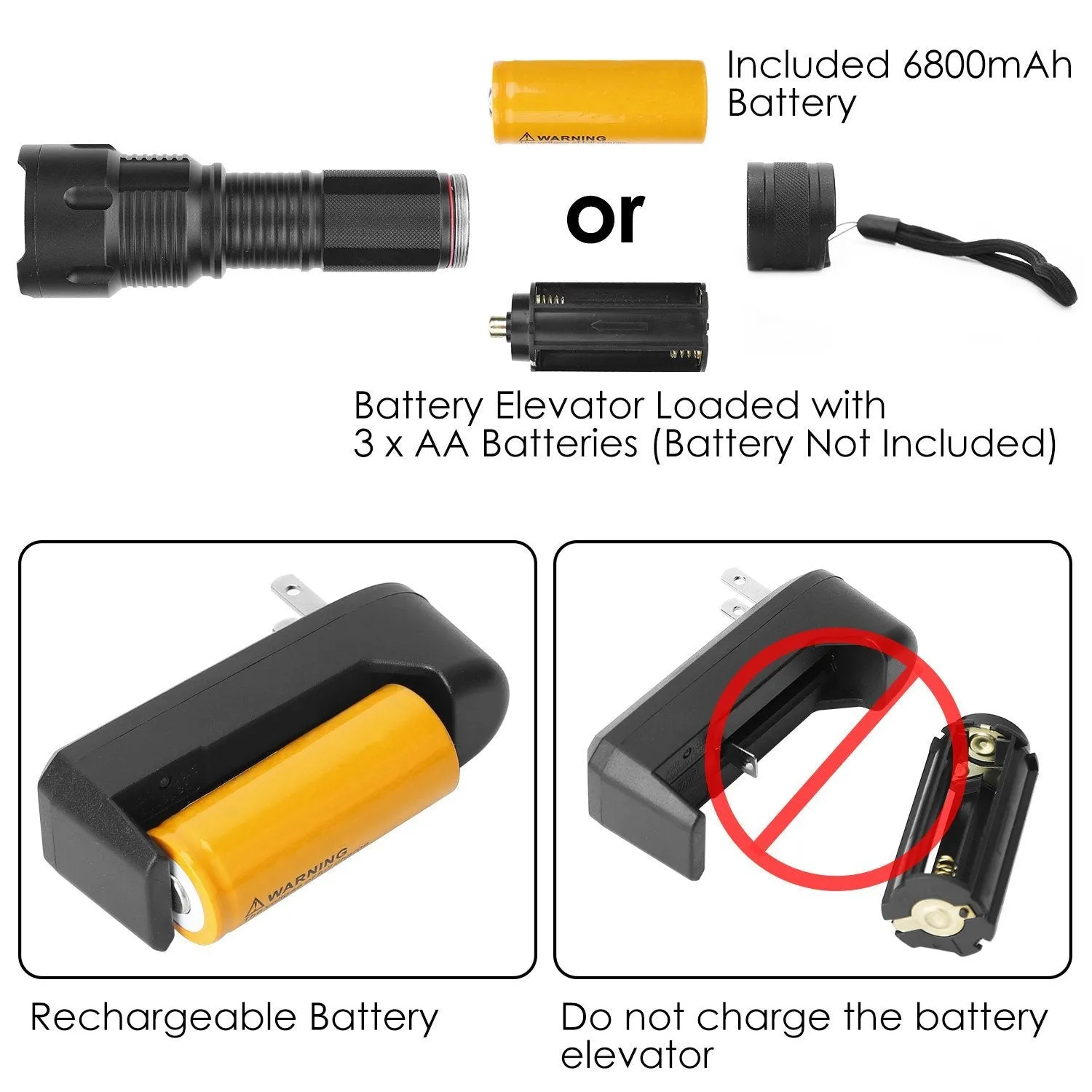 LED Rechargeable Zoomable Flashlight