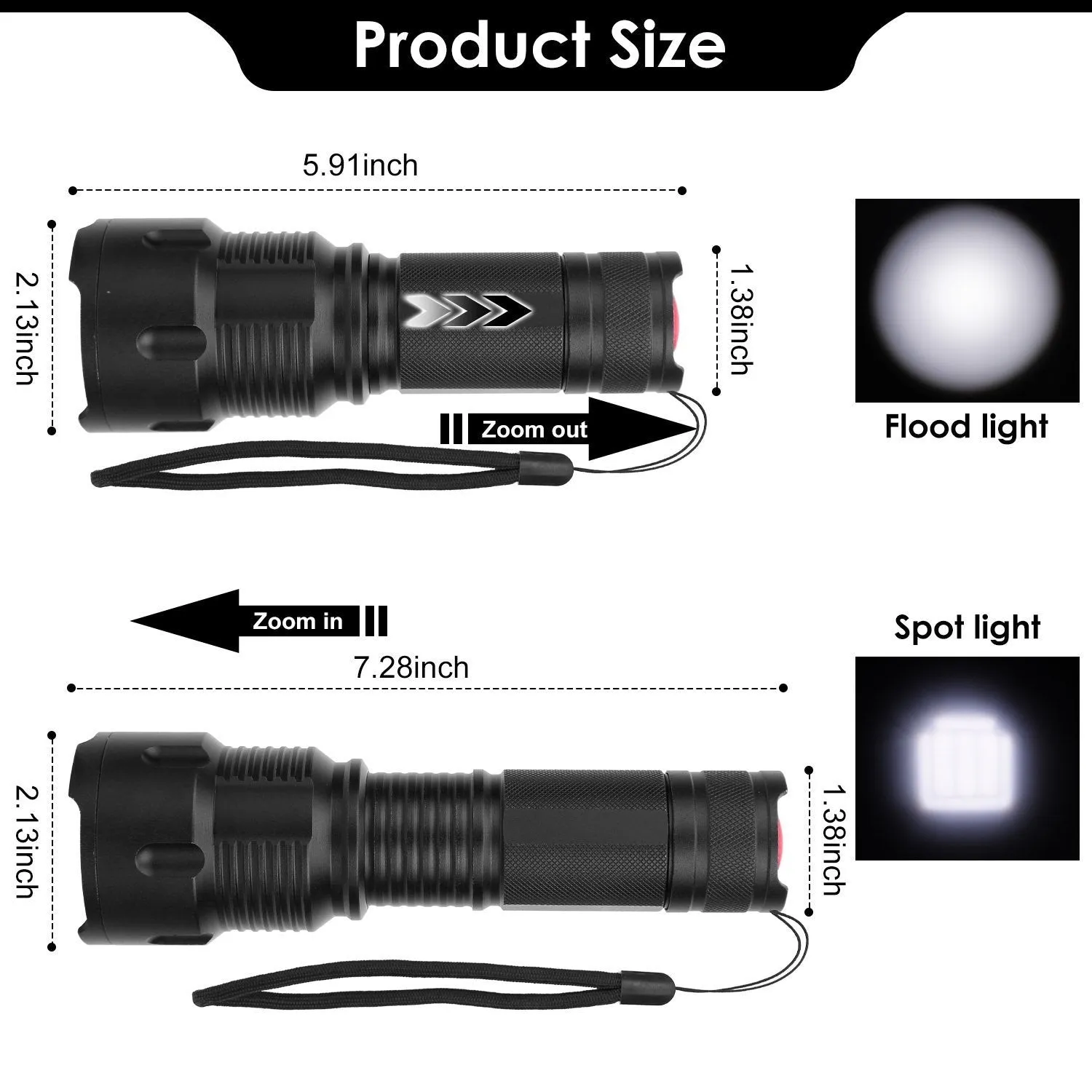 LED Rechargeable Zoomable Flashlight