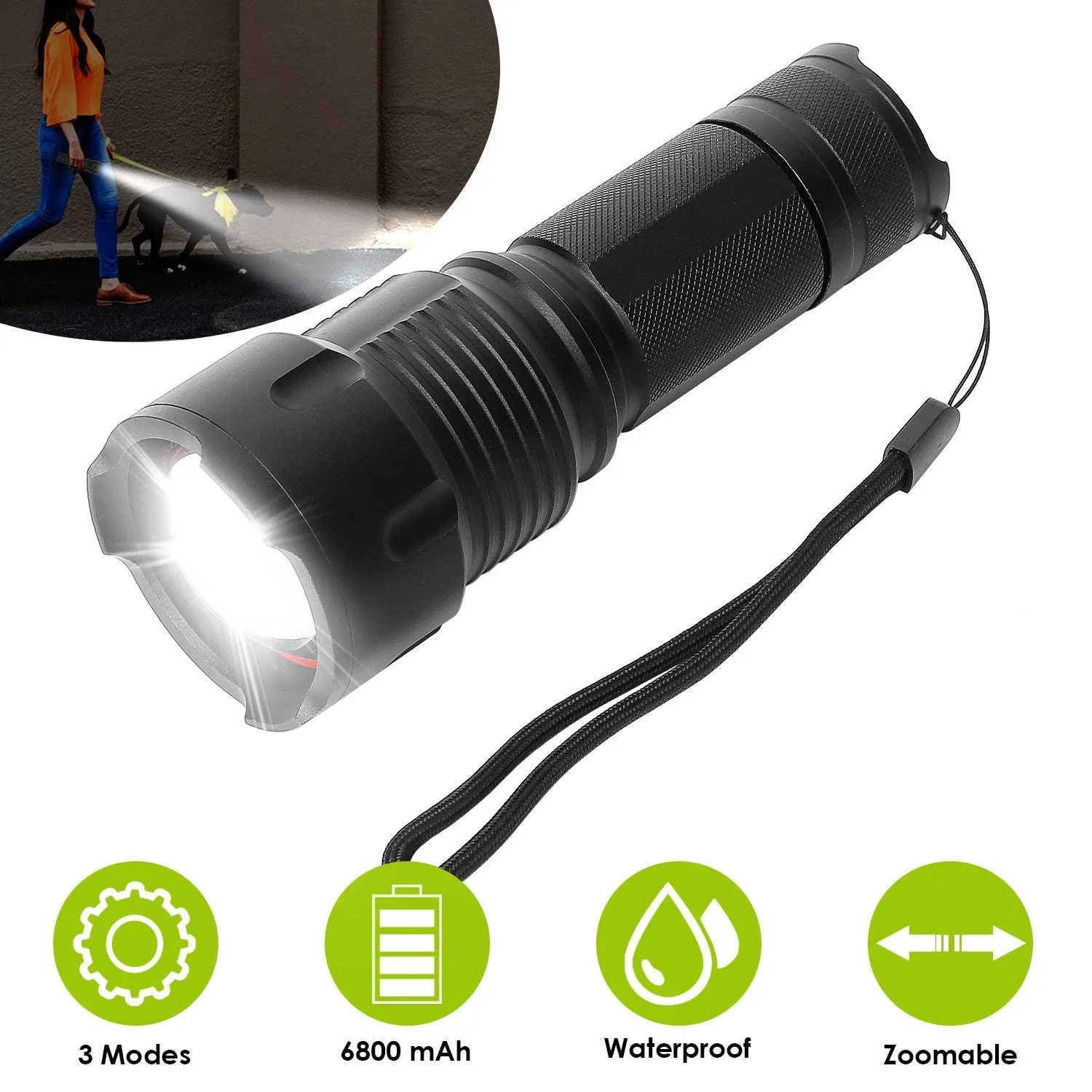 LED Rechargeable Zoomable Flashlight