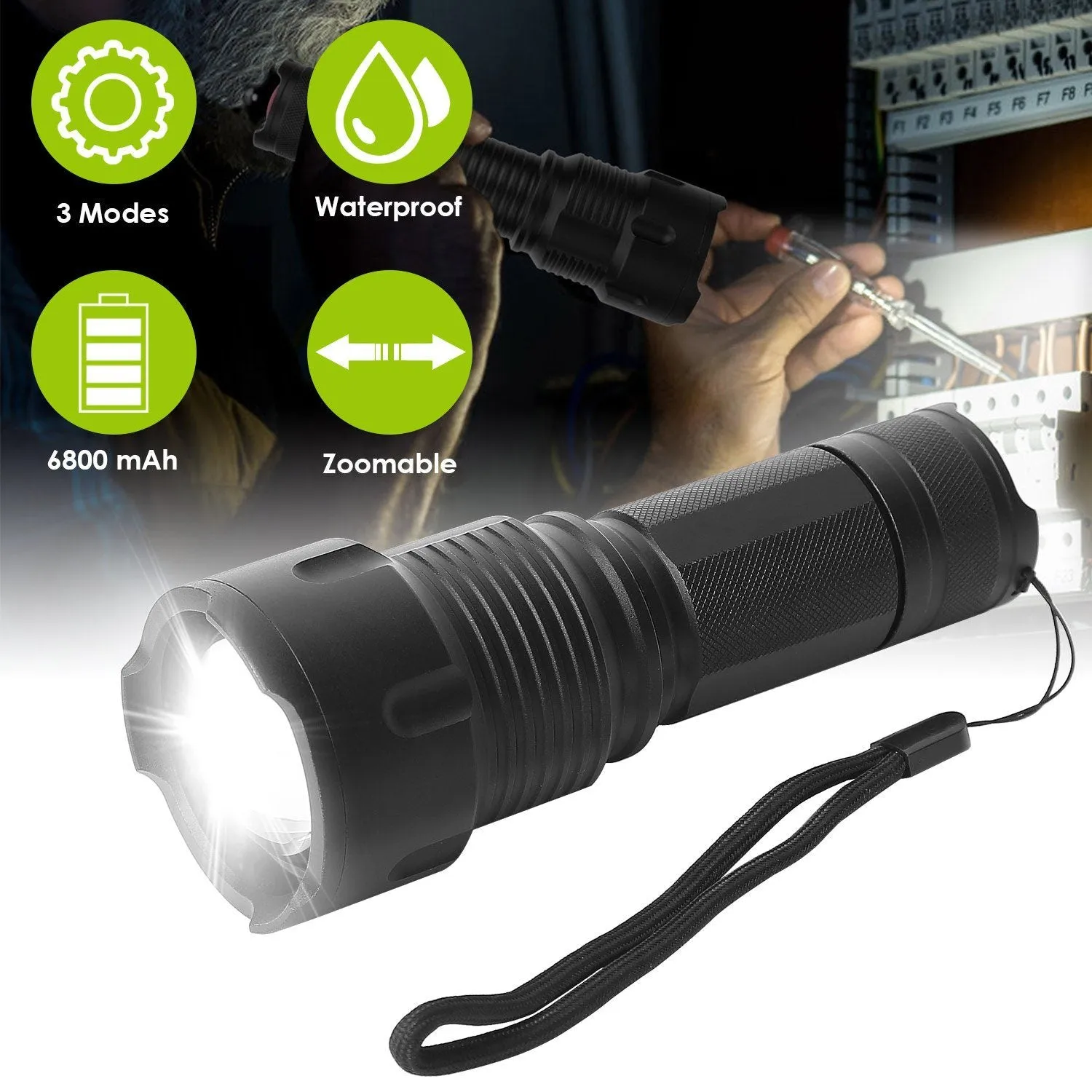 LED Rechargeable Zoomable Flashlight