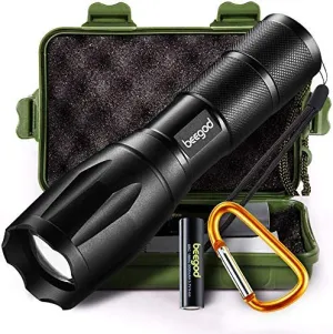 Led Tactical Flashlight, 1000Lumens Ultra-Bright XML-T6 Flashlights with 5 Light Modes Handheld Bright Led Torch Zoomable Water-Resistant for Camping Hiking Hunting