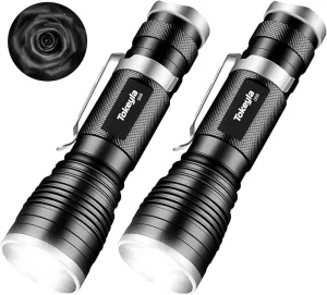 LED Tactical Flashlight Bright,3Modes High Lumens,Zoomable,Everyday Small Flashlights Powerful for Camping Accessory,Emergency,Only Flashlights(2PACK)