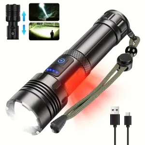 LED Zoomable Flashlight with 90000 Lumens & 7 Modes for Outdoor Hiking & Camping