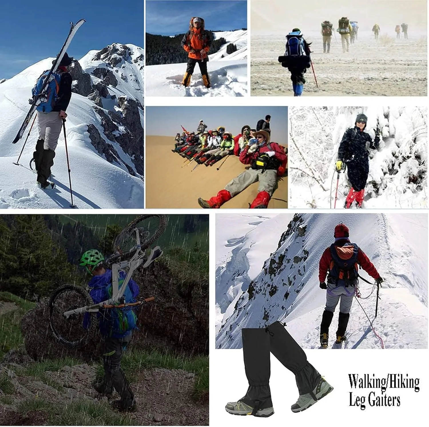 Leg Gaiters,Adjustable Lightweight Shoes Gaiters,Breathable Snake Gaiters Boots,Nylon Fabric Perfect for Snow Trail Running Hiking Walking Mountain Climbing