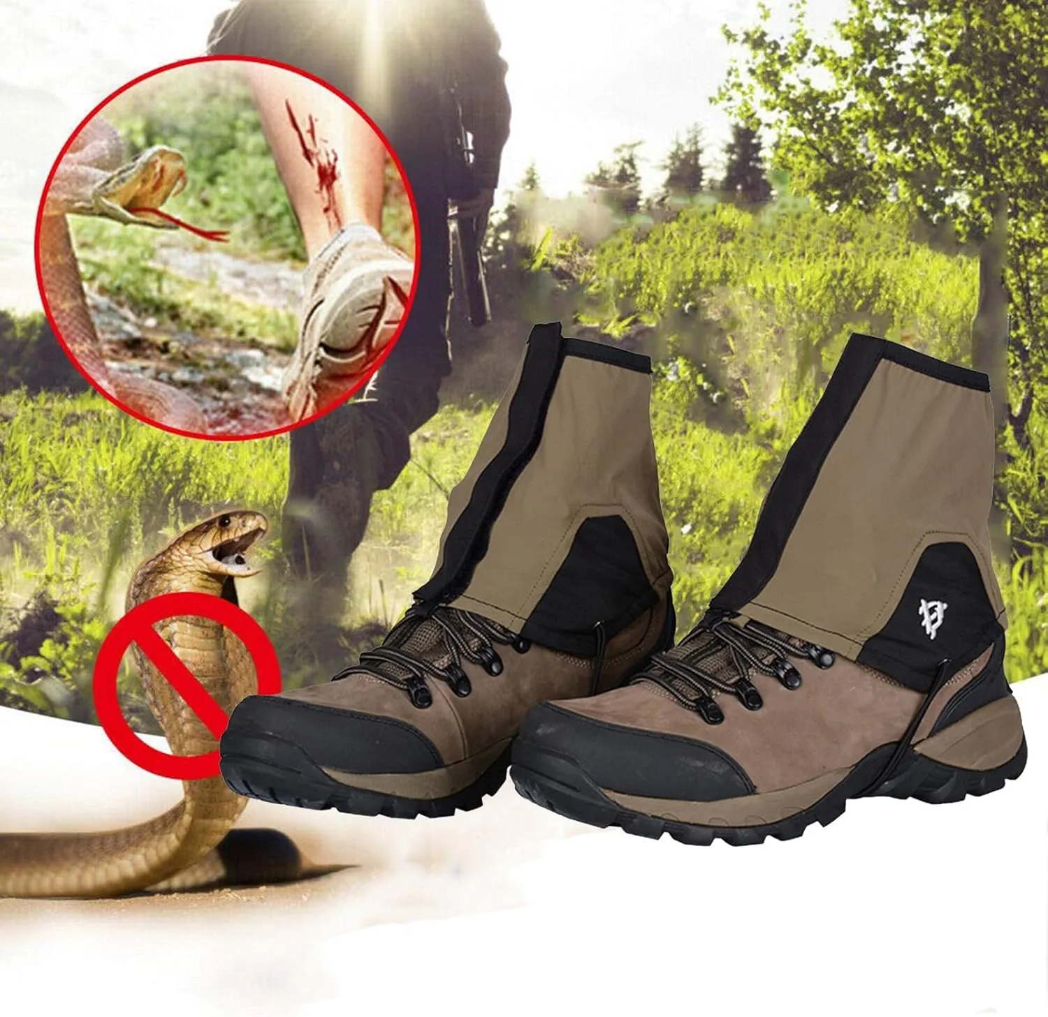 Leg Gaiters,Adjustable Lightweight Shoes Gaiters,Breathable Snake Gaiters Boots,Nylon Fabric Perfect for Snow Trail Running Hiking Walking Mountain Climbing