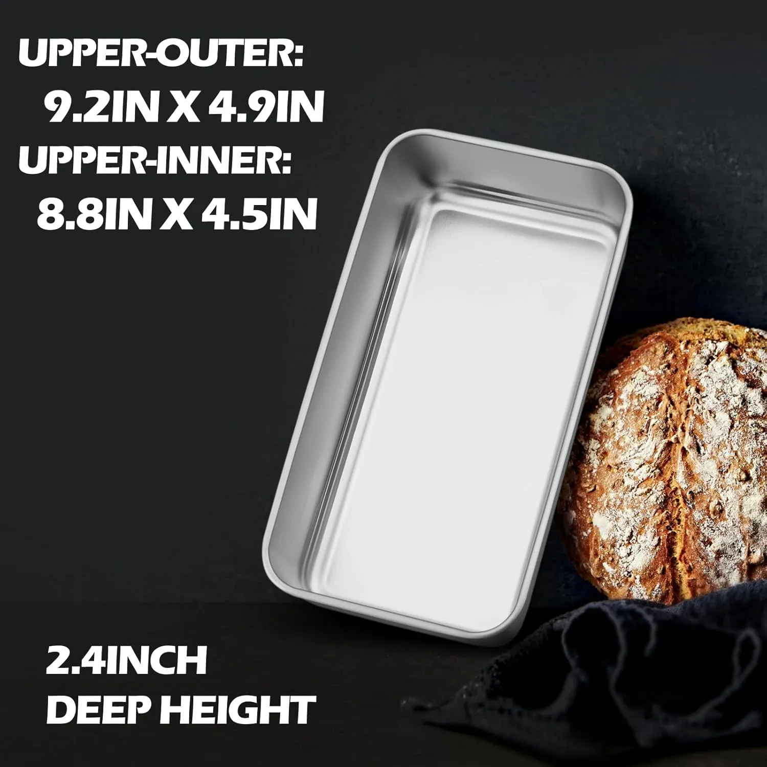 Leonyo 4 Pack Loaf Pans for Baking Bread, 9IN x 5IN Stainless Steel Loaf Bread Pans for Homemade Meatloaf, Banana, Brownies, Lasagnas, Dishwasher Oven Safe