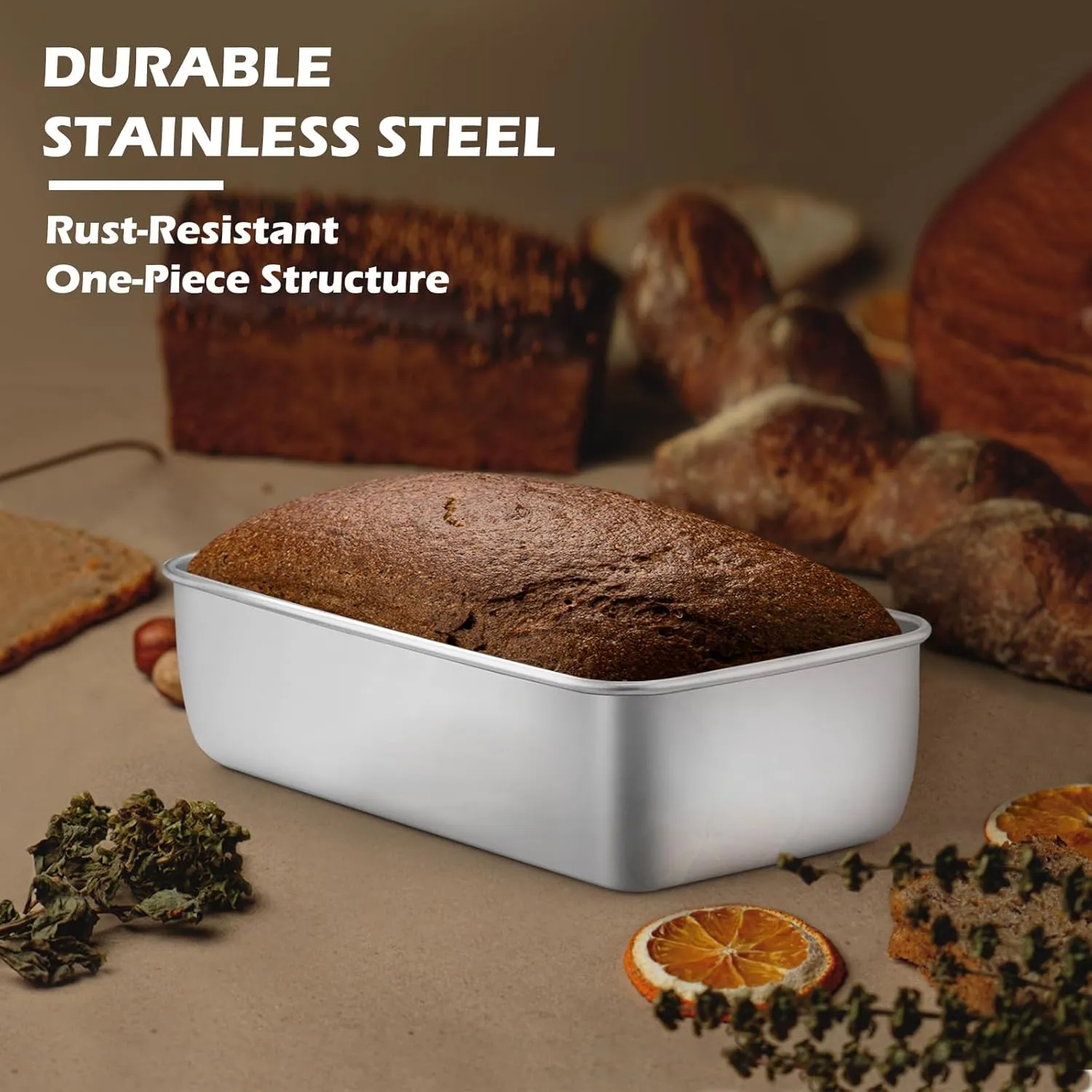 Leonyo 4 Pack Loaf Pans for Baking Bread, 9IN x 5IN Stainless Steel Loaf Bread Pans for Homemade Meatloaf, Banana, Brownies, Lasagnas, Dishwasher Oven Safe
