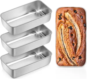 Leonyo 4 Pack Loaf Pans for Baking Bread, 9IN x 5IN Stainless Steel Loaf Bread Pans for Homemade Meatloaf, Banana, Brownies, Lasagnas, Dishwasher Oven Safe