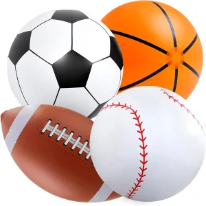 Lewtemi 4 Pcs 40 Inch Giant Inflatable Sports Balls Large Inflatable Beach Ball Inflatable Baseballs Soccer Ball Basketball Footballs for Sports Birthday Party Favor