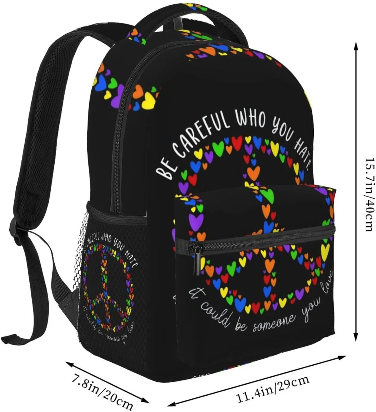 LGBT Peace Sign Gay Pride Backpack Lightweight Laptop Backpack Casual Daypack Travel Double Shoulder Bag For Women Men