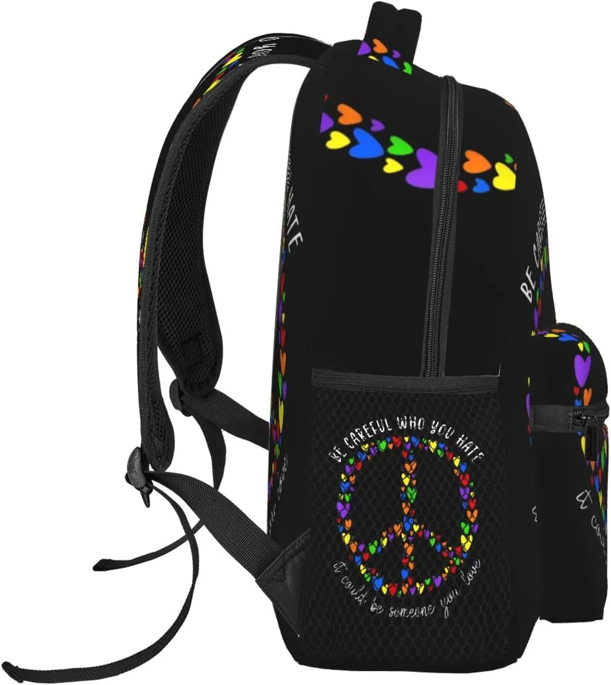 LGBT Peace Sign Gay Pride Backpack Lightweight Laptop Backpack Casual Daypack Travel Double Shoulder Bag For Women Men