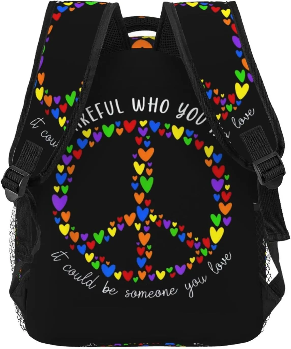 LGBT Peace Sign Gay Pride Backpack Lightweight Laptop Backpack Casual Daypack Travel Double Shoulder Bag For Women Men