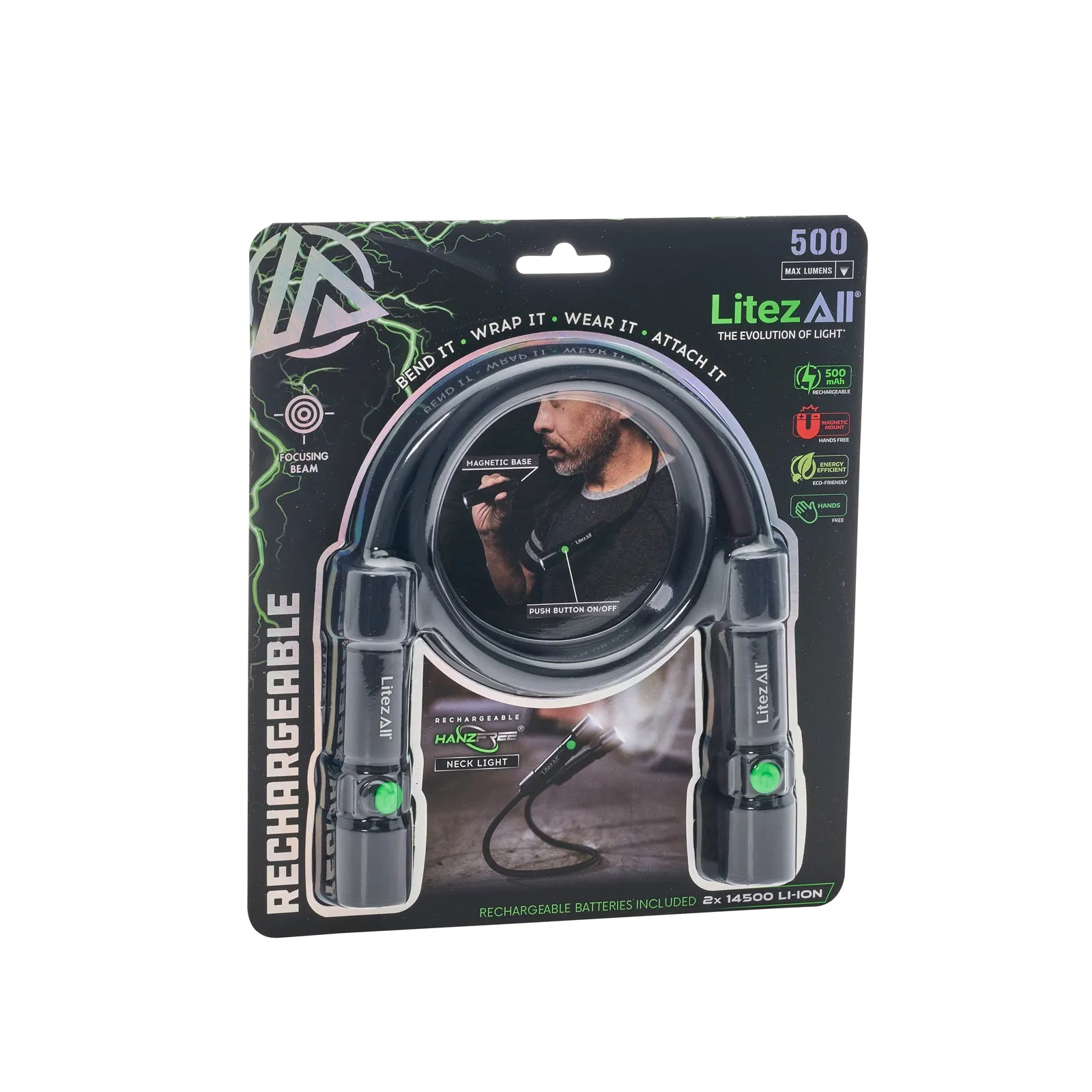 LitezAll Rechargeable 500 Lumen Bendable Neck Light
