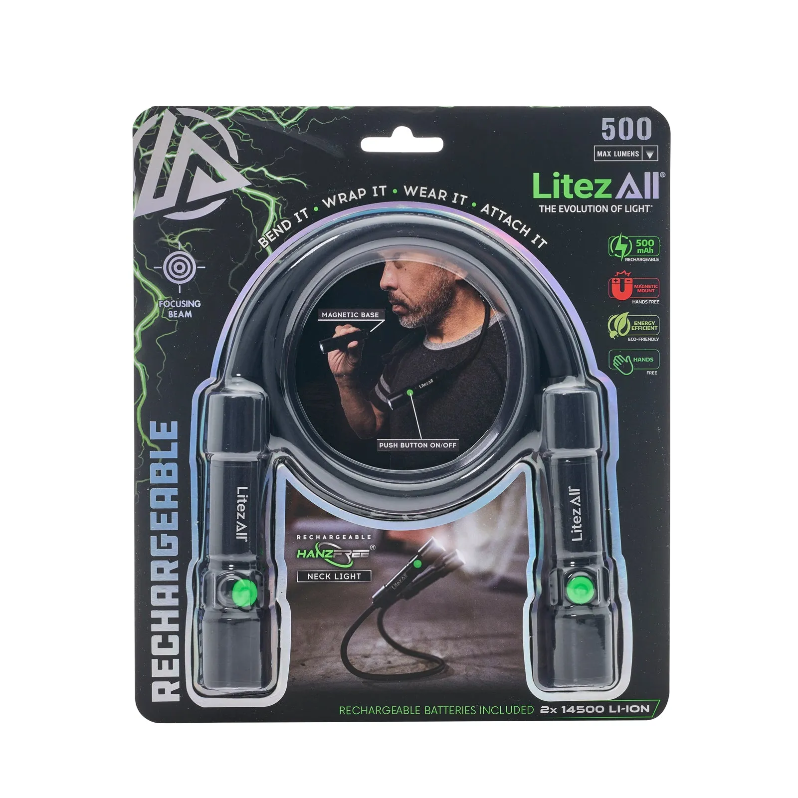 LitezAll Rechargeable 500 Lumen Bendable Neck Light