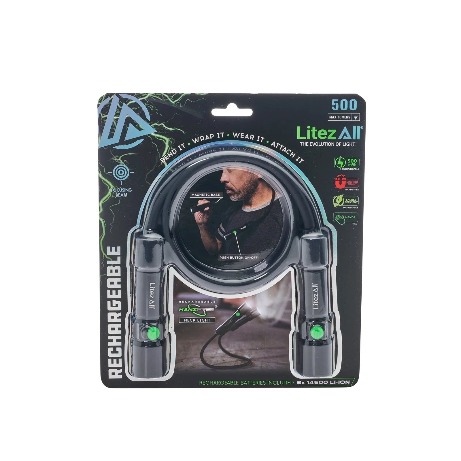 LitezAll Rechargeable 500 Lumen Bendable Neck Light