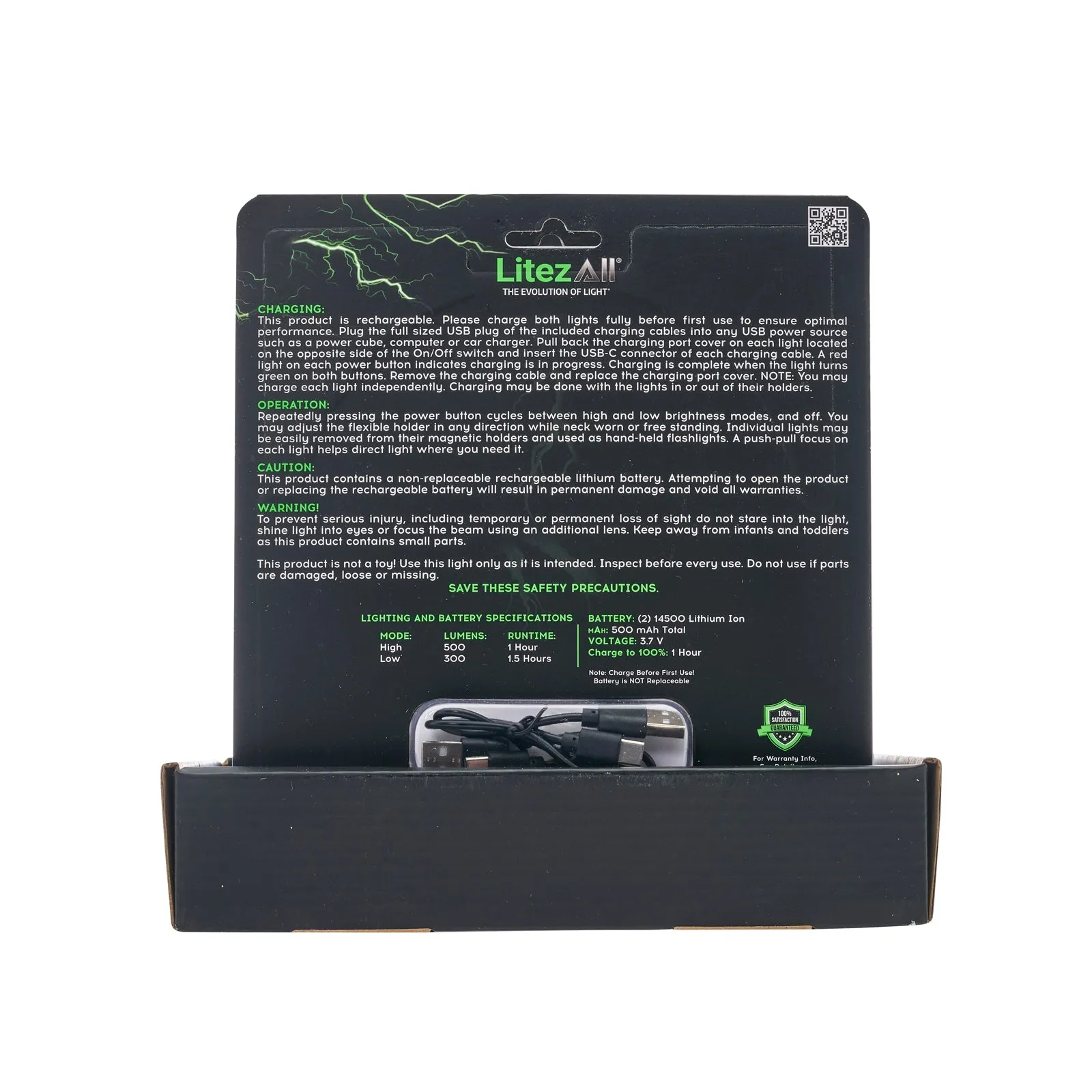 LitezAll Rechargeable 500 Lumen Bendable Neck Light