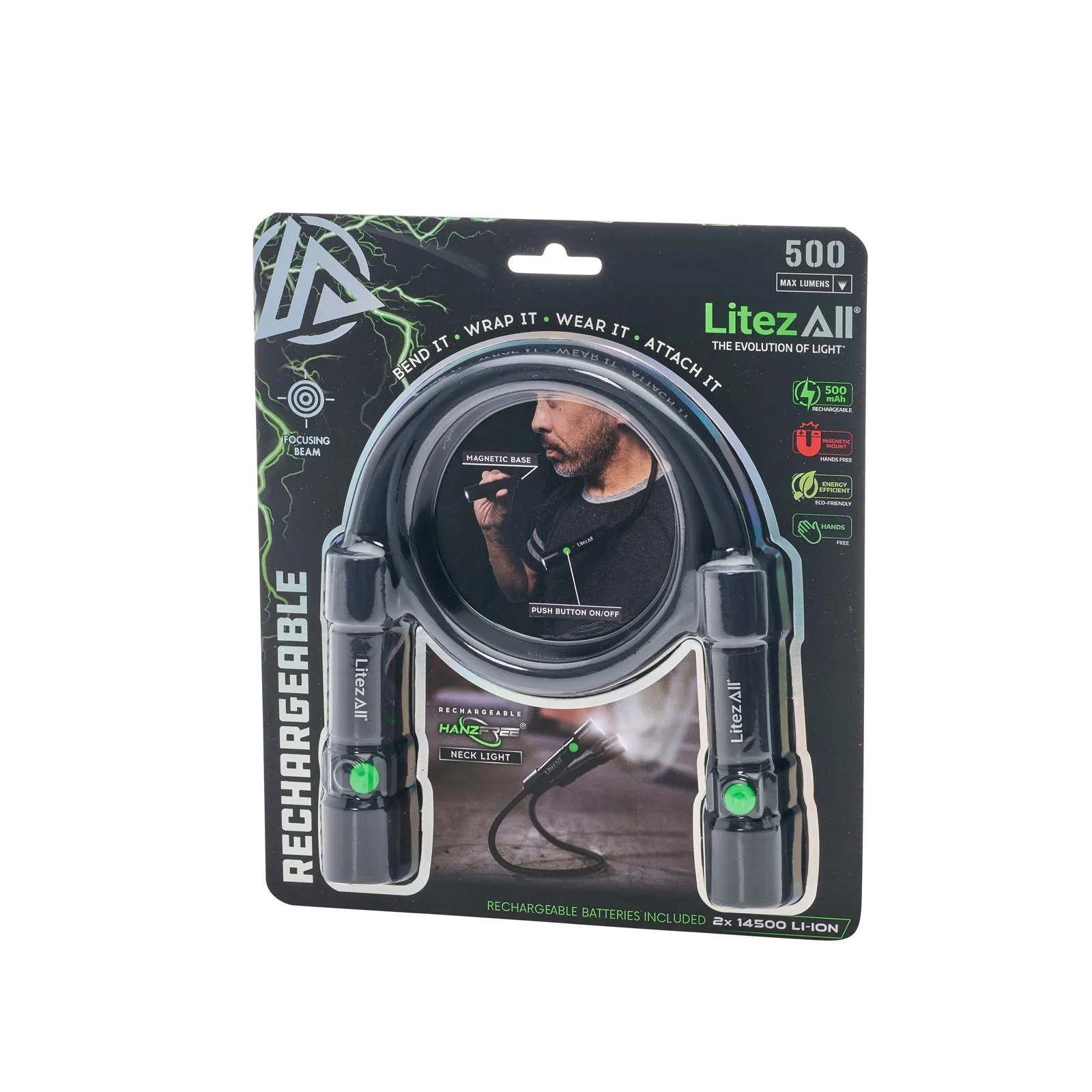 LitezAll Rechargeable 500 Lumen Bendable Neck Light