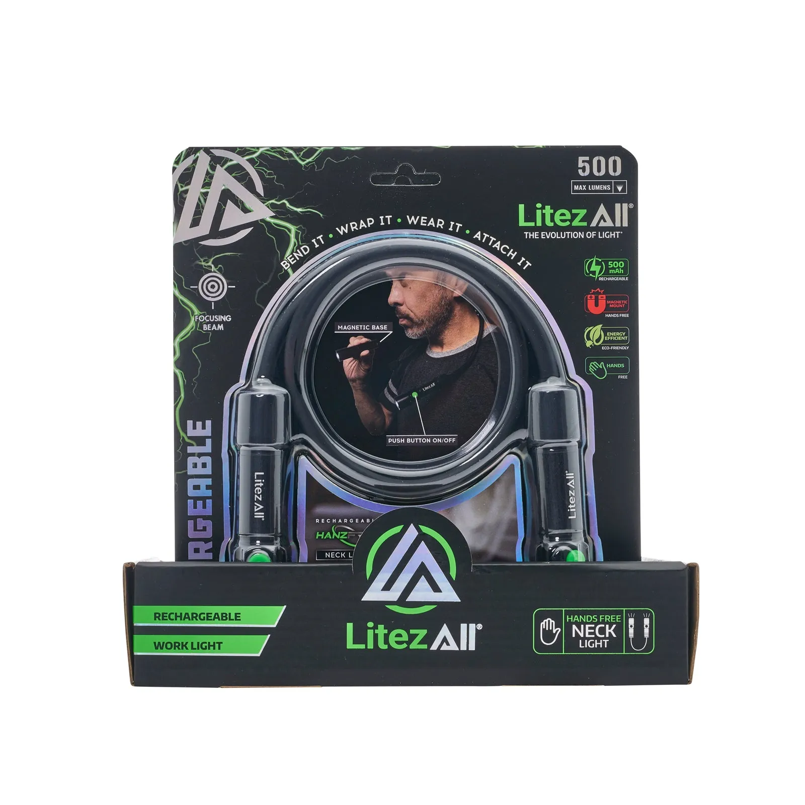 LitezAll Rechargeable 500 Lumen Bendable Neck Light