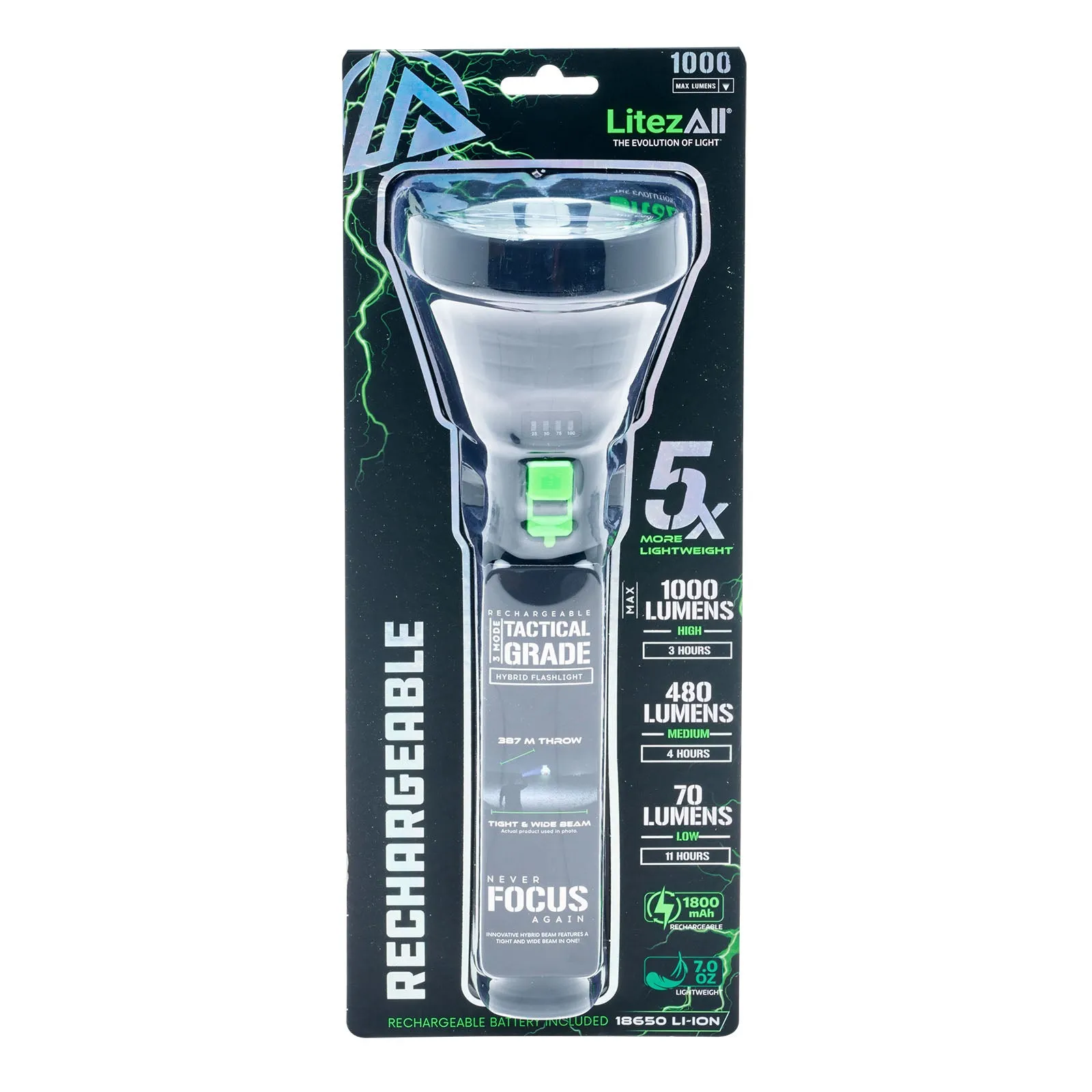 LitezAll Rechargeable Ultac Ultra Lite Soft Touch Flashlight