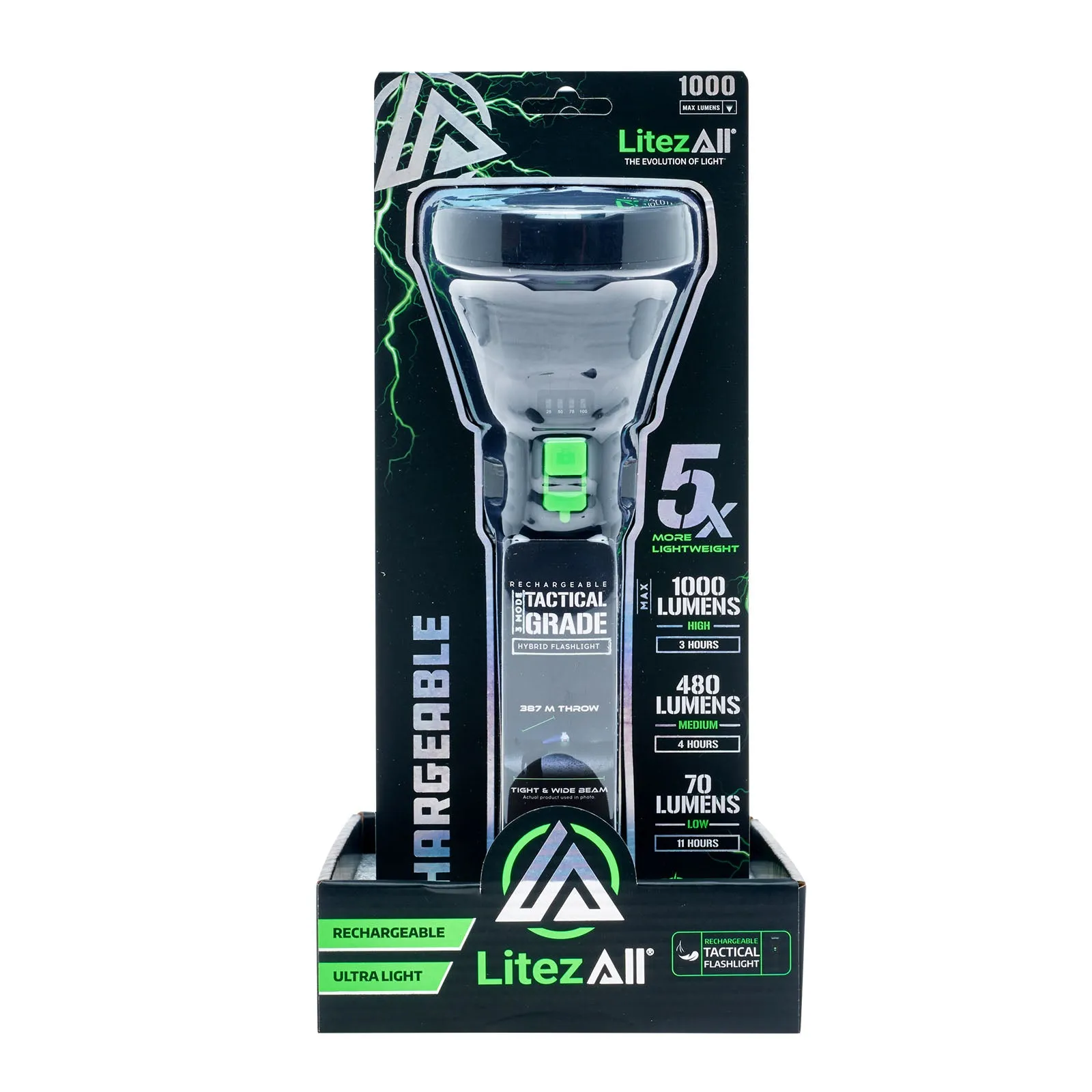 LitezAll Rechargeable Ultac Ultra Lite Soft Touch Flashlight