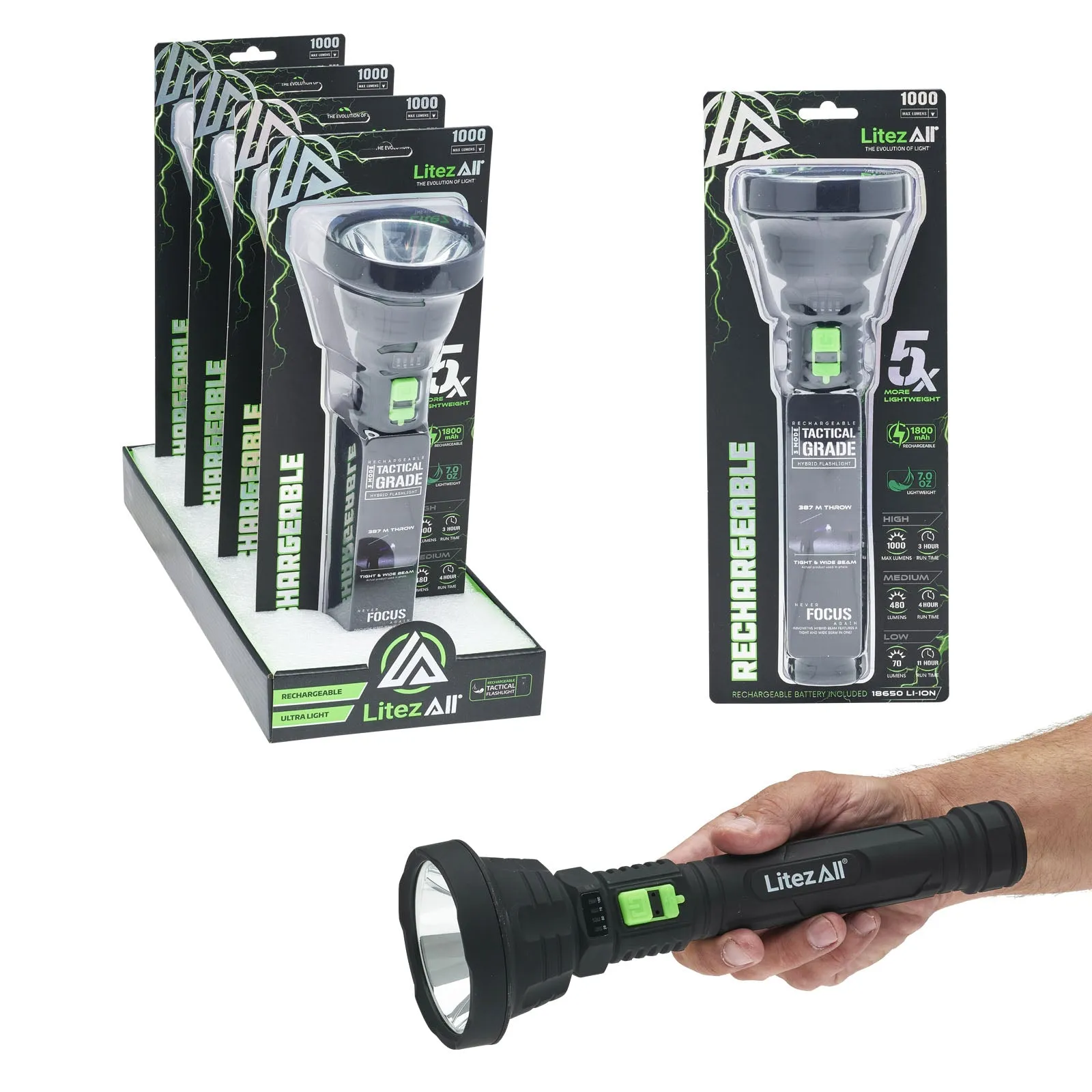 LitezAll Rechargeable Ultac Ultra Lite Soft Touch Flashlight