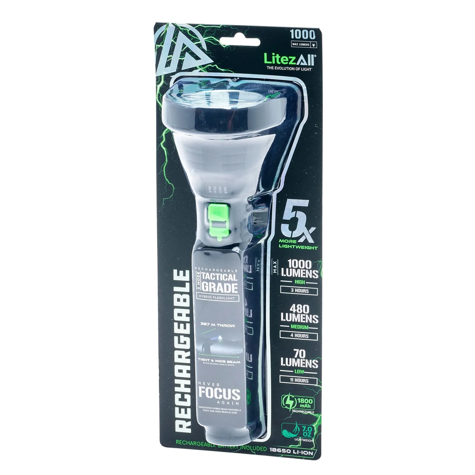 LitezAll Rechargeable Ultac Ultra Lite Soft Touch Flashlight