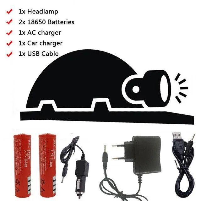 Litwod Z102303 LED headlamp Headlight chips 3LED 1T6 2Q5 led Head Flashlight Lamp Lantern 18650 rechargeable battery & charger