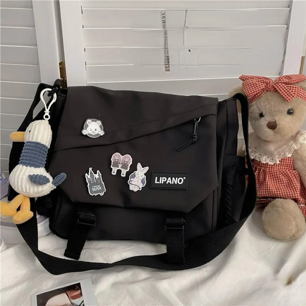 Loizziuy Y2k Crossbody Bag Backpack Kawaii Large Capacity Aesthetic Backpack Cute Casual Travel Mochilas Daypacks (1015 black)