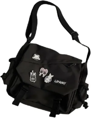 Loizziuy Y2k Crossbody Bag Backpack Kawaii Large Capacity Aesthetic Backpack Cute Casual Travel Mochilas Daypacks (1015 black)