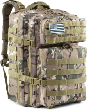 Long Keeper Military Tactical Backpack - Men 45L 3 Days Large Army Molle System Camping Hiking Bags Rucksack (CP Camo)