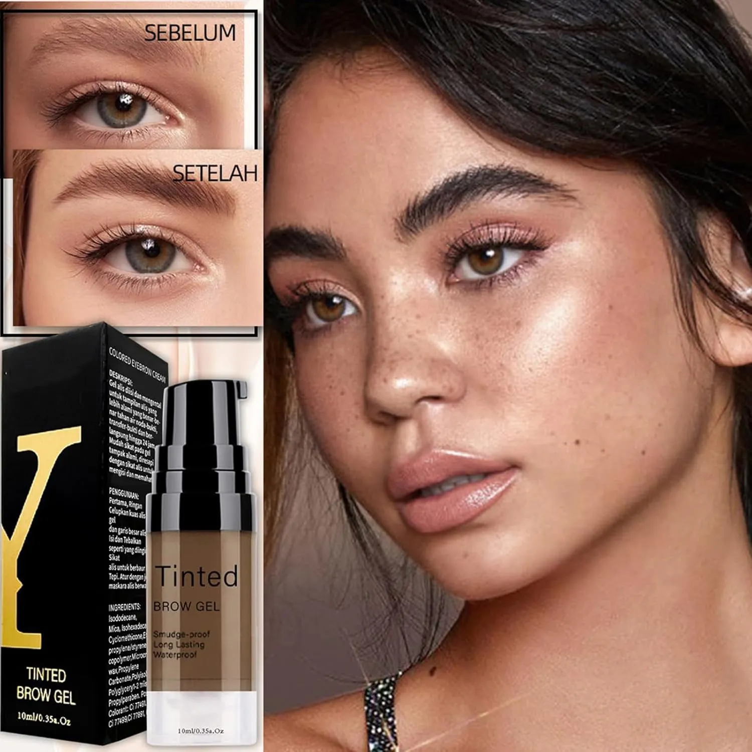 Longwear Waterproof Tinted Brow Gel, 3D Eyebrow Gel Long Lasting 24H Waterproof Smudge-proof, Highly Tinted Liquid Eye Brow Makeup Kit (Dark brown*2)
