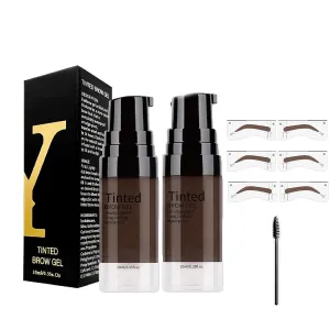 Longwear Waterproof Tinted Brow Gel, 3D Eyebrow Gel Long Lasting 24H Waterproof Smudge-proof, Highly Tinted Liquid Eye Brow Makeup Kit (Dark brown*2)