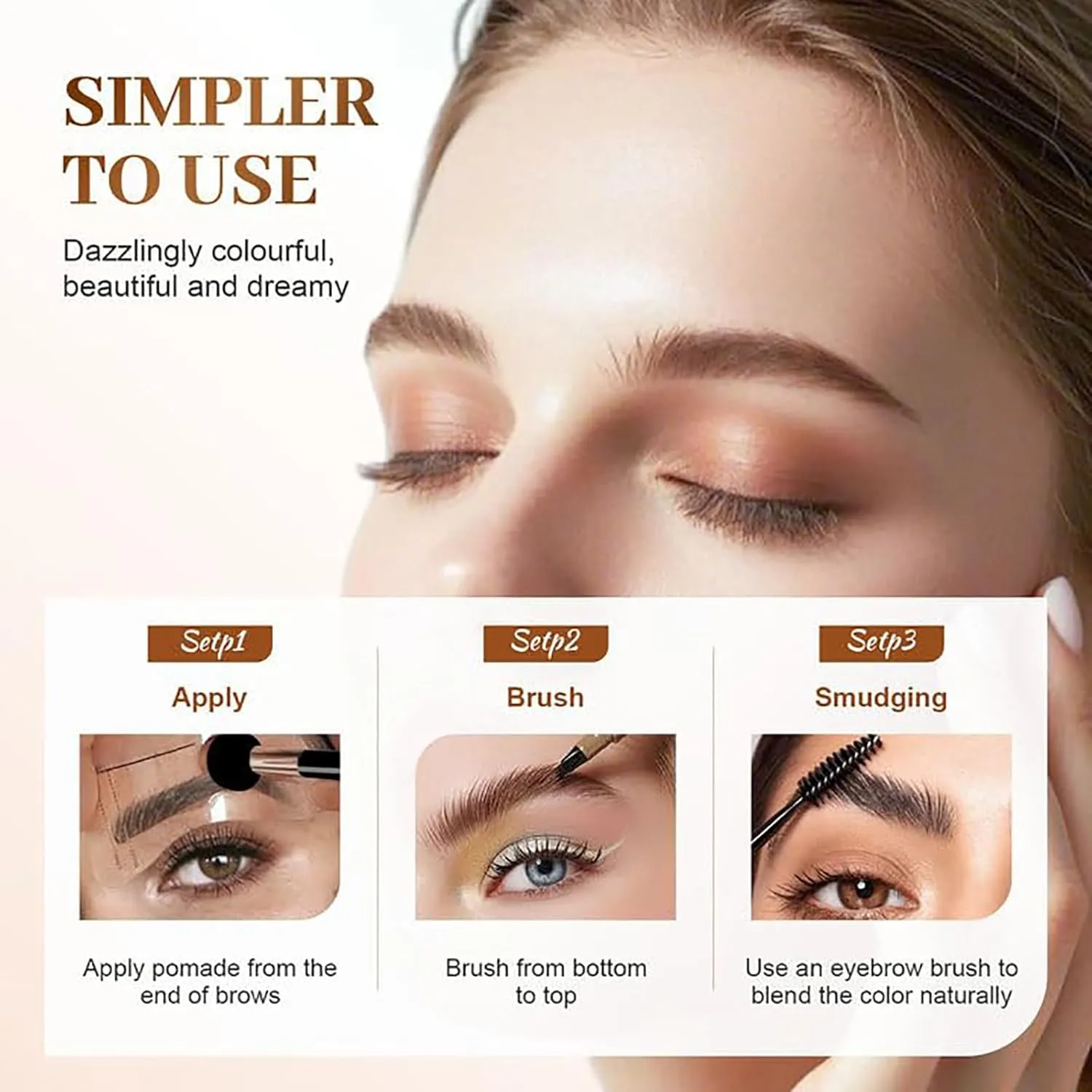 Longwear Waterproof Tinted Brow Gel, 3D Eyebrow Gel Long Lasting 24H Waterproof Smudge-proof, Highly Tinted Liquid Eye Brow Makeup Kit (Dark brown*2)
