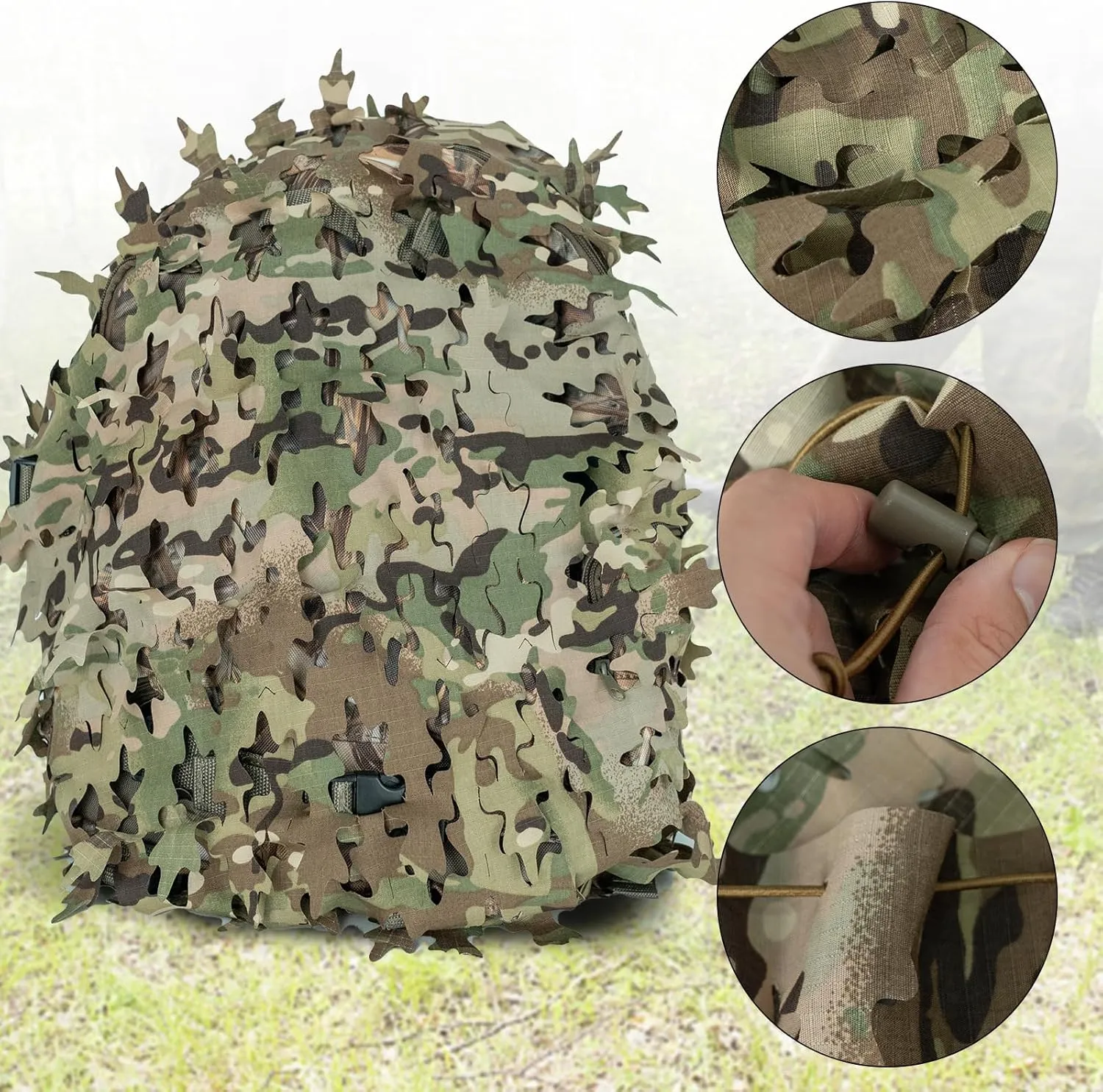 LOOGU Tactical Backpack Cover, Breathable Mesh Camo Camouflage Pack Cover Great for Tactical Military Gear Combat (Backpack Not Included)