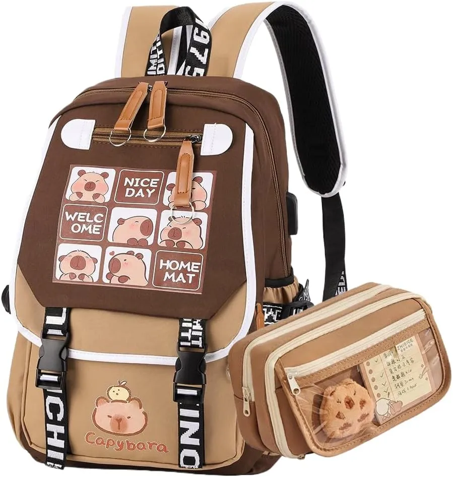 Lushandy Capybara Backpack, Cute Capibara Backpacks Kawaii Kapibara Stuff Large Cartoon Capybara Bag Ita Bag