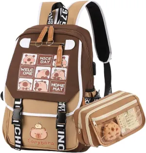 Lushandy Capybara Backpack, Cute Capibara Backpacks Kawaii Kapibara Stuff Large Cartoon Capybara Bag Ita Bag