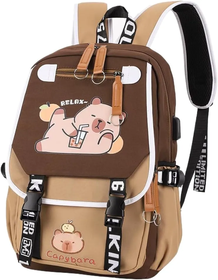 Lushandy Capybara Backpack, Cute Capibara Backpacks Kawaii Kapibara Stuff Large Cartoon Capybara Bag Ita Bag