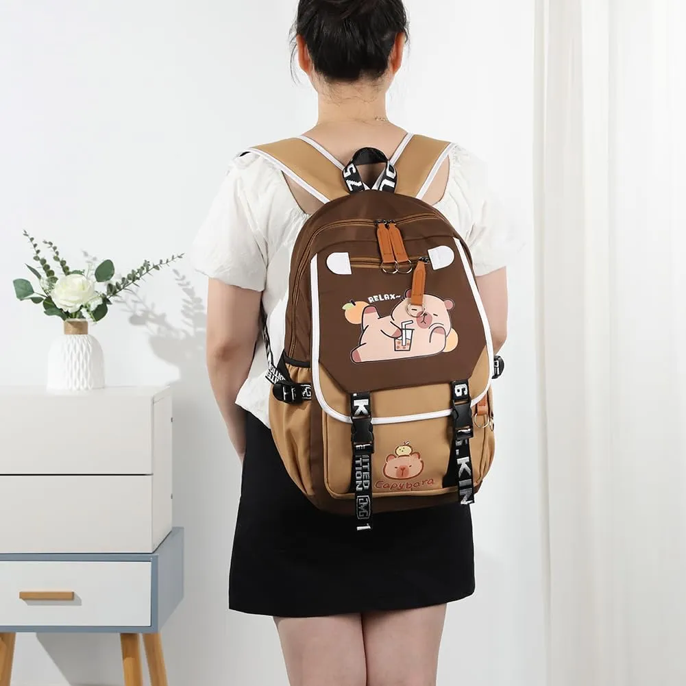 Lushandy Capybara Backpack, Cute Capibara Backpacks Kawaii Kapibara Stuff Large Cartoon Capybara Bag Ita Bag