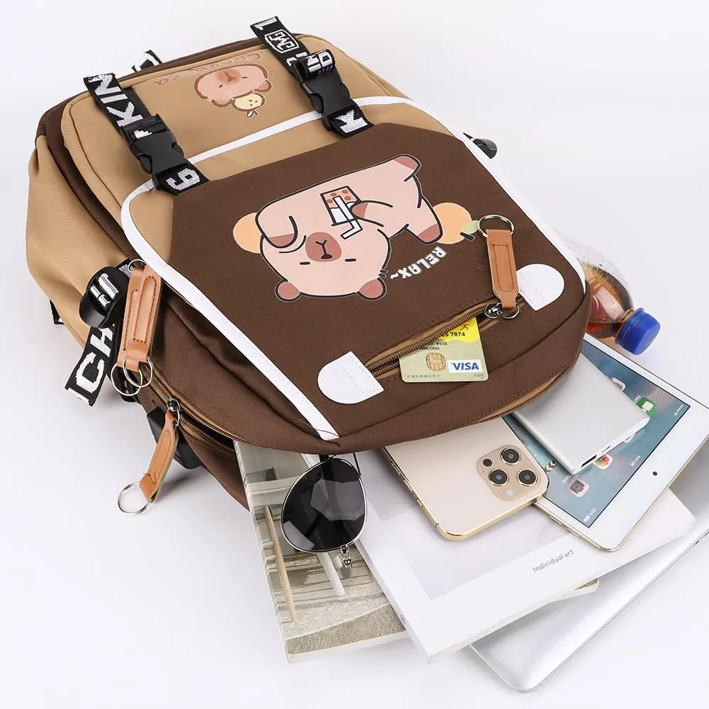 Lushandy Capybara Backpack, Cute Capibara Backpacks Kawaii Kapibara Stuff Large Cartoon Capybara Bag Ita Bag