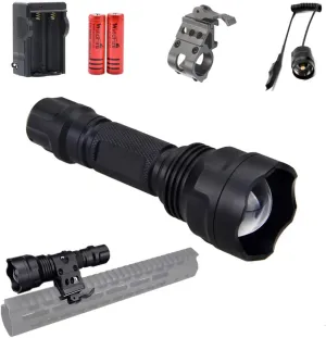 LUXJUMPER 940nm IR LED Flashlight Infrared Light for Night Vision Scope, Adjustable Focus, Zoomable,Waterproof Flashlights with Remote Pressure Switch, for Night Hunting