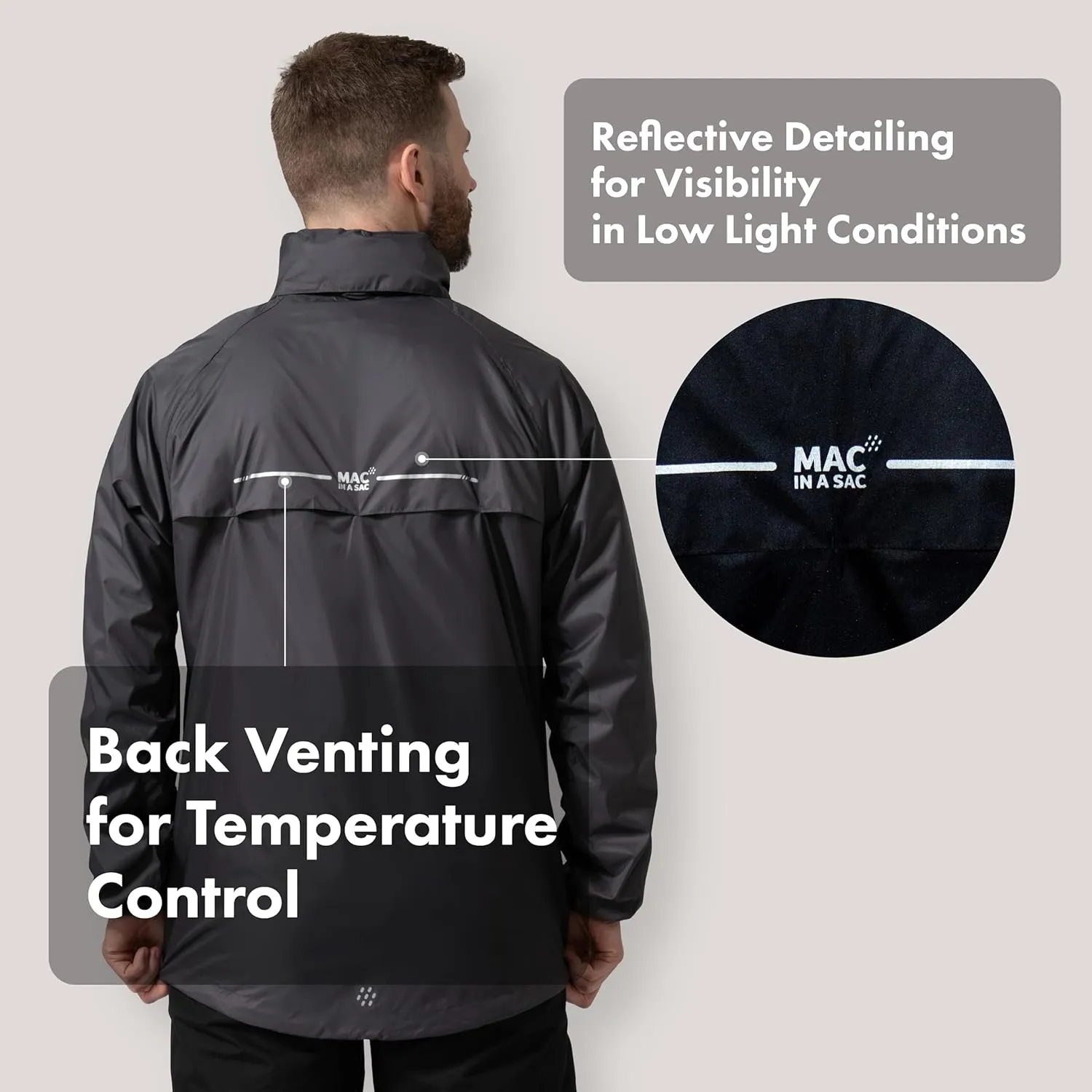Mac in a Sac Men's Packable Rain Jacket - Origin - Lightweight Waterproof and Breathable Raincoat with Hood