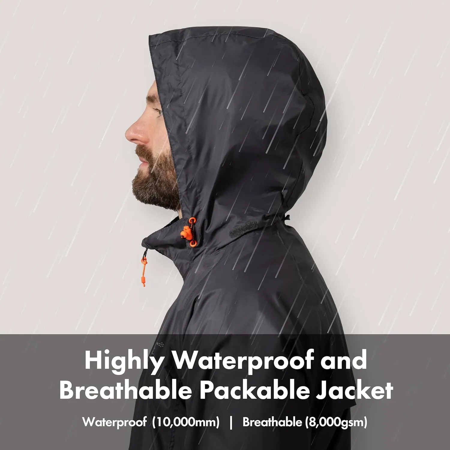 Mac in a Sac Men's Packable Rain Jacket - Origin - Lightweight Waterproof and Breathable Raincoat with Hood