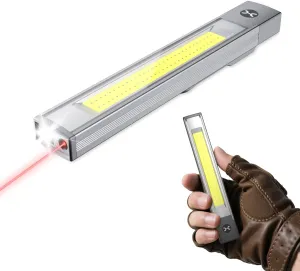 Magnetic LED Work Light,Rechargeable Flash Light,6 Modes Portable Flat Flashlight with Clip,IPX4 Pocket Lights for Car Repairing,Camping,Hiking,Emergency