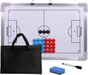 Magnetic Soccer Football Coach Board，Portable Clipboard Tactical Magnetic Board Kit W/Marker Pieces,Pen, Eraser, Storage Bag