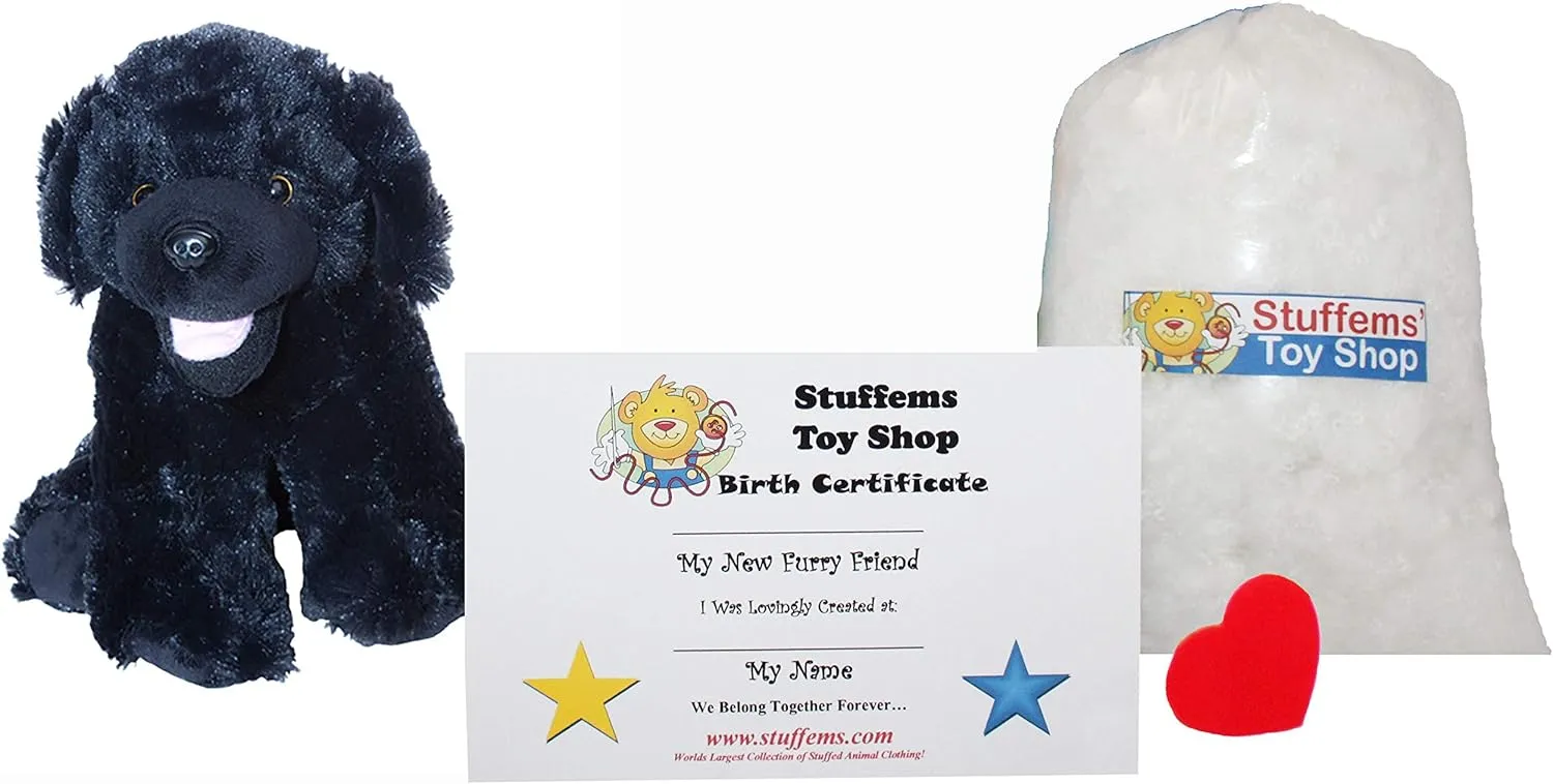 Make Your Own Stuffed Animal Mini 8 Inch Plush Shadow The Black Labrador Dog Kit - No Sewing Required!