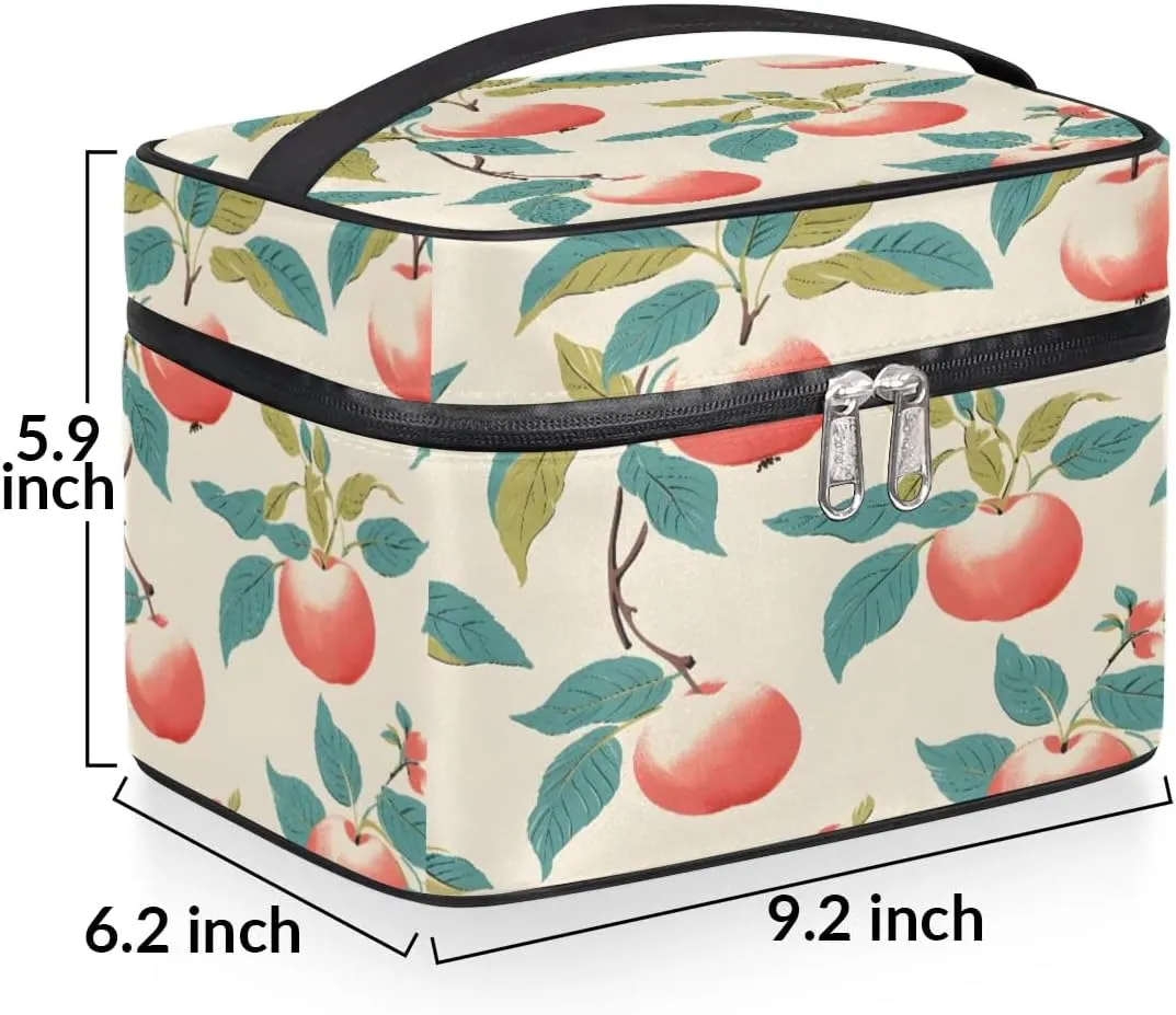 Makeup Bag Large Peach Print Toiletry Bag for Women Travel Cosmetic Bag Portable Makeup Bag for Bottles Brushes Lipstick Skin Care