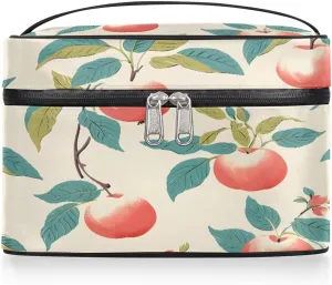 Makeup Bag Large Peach Print Toiletry Bag for Women Travel Cosmetic Bag Portable Makeup Bag for Bottles Brushes Lipstick Skin Care