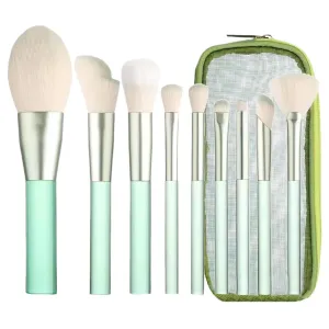 Makeup Brush Set with Organizer Bag, 9 Pcs Professional Synthetic Flat Foundation Brush,Powder Eyeshadow Concealer Eyeliner Blending Contour Brush Set,Gifts for Mom