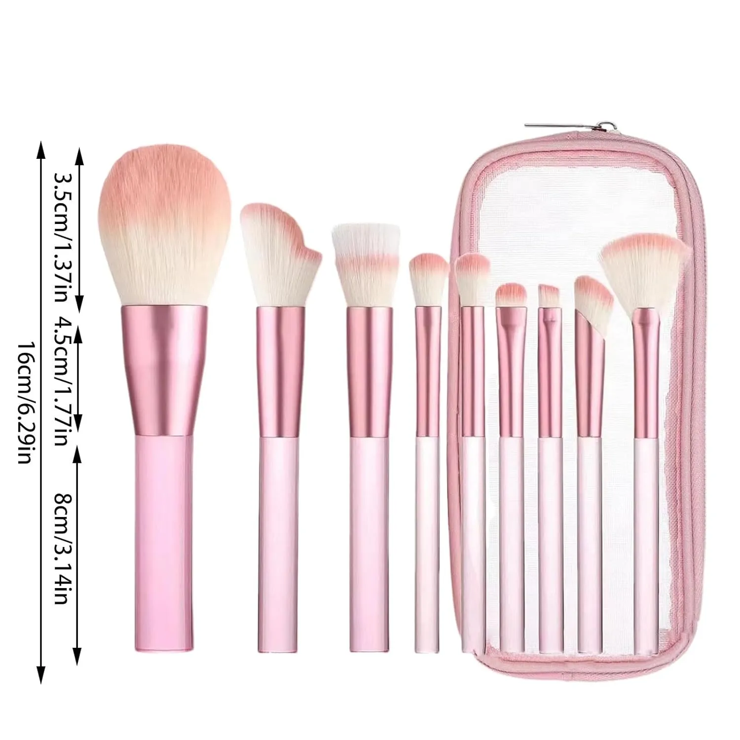 Makeup Brush Set with Organizer Bag, 9 Pcs Professional Synthetic Flat Foundation Brush,Powder Eyeshadow Concealer Eyeliner Blending Contour Brush Set,Gifts for Mom